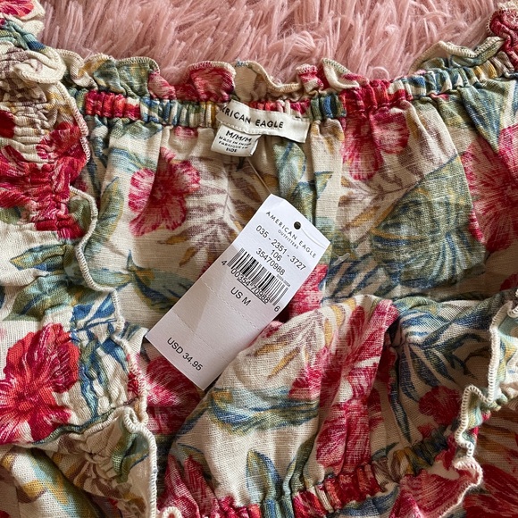 BNWT AEO Off the Shoulder Tropical Print Crop Top - Picture 5 of 6